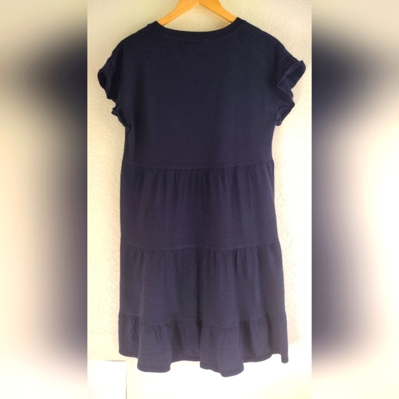 J.Crew Women's Tiered Mini Ruffle Summer Navy Blue Dress - Picture 6 of 6